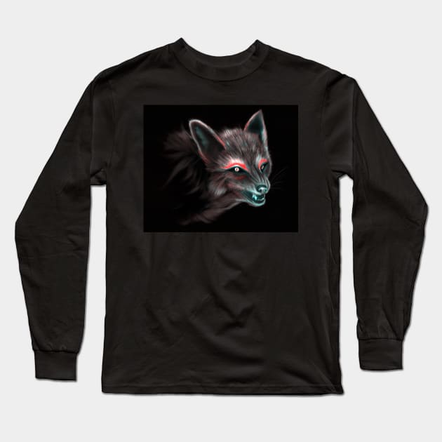 Neon Fox War Paint Long Sleeve T-Shirt by Jarrodjvandenberg